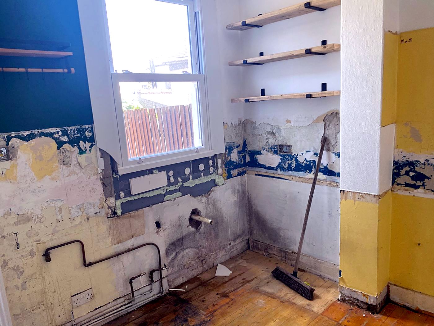 The kitchen stripped back to the walls